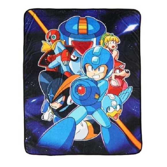 New Mega Man Fleece Throw Blanket Gift Nintendo SOFT Plush Video Game Duo Rush - Picture 1 of 3